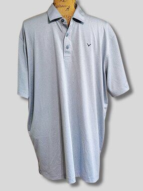 Callaway Opti Dri Golf Polo Shirt XL Gray Striped Short Sleeve EUC